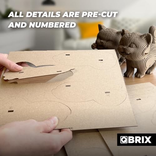 Image of QBRIX Another 3 Cats 3D Puzzles for Adults, 3D Model Kit for Teens, DIY Crafts for Home Decor, Original Gift for Boys&Girls 14+, Cardboard Model Building Kit