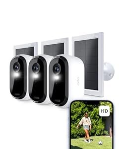 Arlo Essential HD Überwachungskamera Aussen & 3x Solar, Kabellos, 1080p Video, Farbnachtsicht, Licht, Bewegungsmelder, Sirene, 2-Wege Audio, Smart Home + Arlo Secure Plan Testzeitraum, 3er Set, Weiß