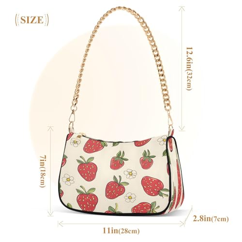 Shoulder Bags for Women Strawberry Hobo Tote Handbag Small Clutch Purse with Zipper Closure3