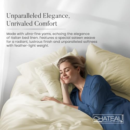 Image of Queen Size Bed Sheets, 1000 Thread Count Sheets Queen Size Bed Set - Ivory