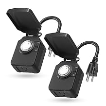 BN-LINK 24 Hour Heavy Duty Mechanical Timer, Outdoor Timer Outlet Waterproof with 30 Minutes Intervals, 1 Grounded Outlets for Christmas Lights Pool Pump,15A 1/2HP, ETL Listed2 Pack
