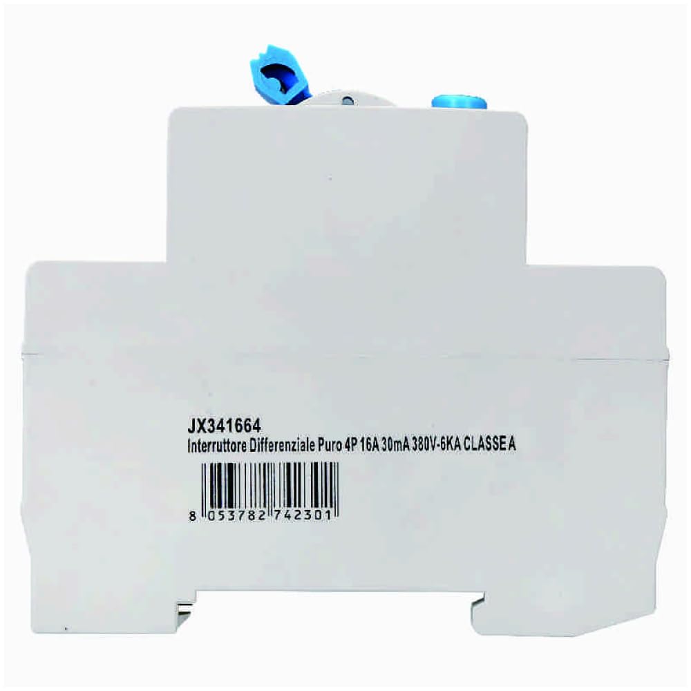 Interruttore magnetotermico differenziale puro 4P, 4 moduli, Tipo AC, 380Vac, 16A, 30mA, 6KA, classe A - Ettroit JX341664