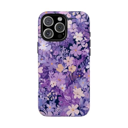 Coque iPhone 16 Pro Max motif floral violet brillante pour sublimer vos tenues en terrasse