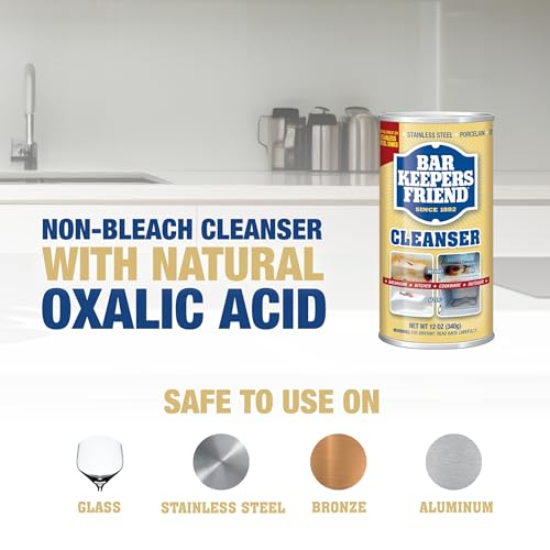 bar keepers friend powder cleanser 2 x 12 oz multipurpose cleaner stain amp rust remover for bathroom kitchen amp outdoor use on stainless steel aluminum brass tile ceramic porcelain amp more