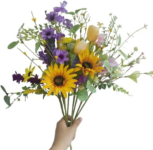 Artificial Wildflowers Bouquet, 8 Bundles Fake Silk Daisy Flowers...