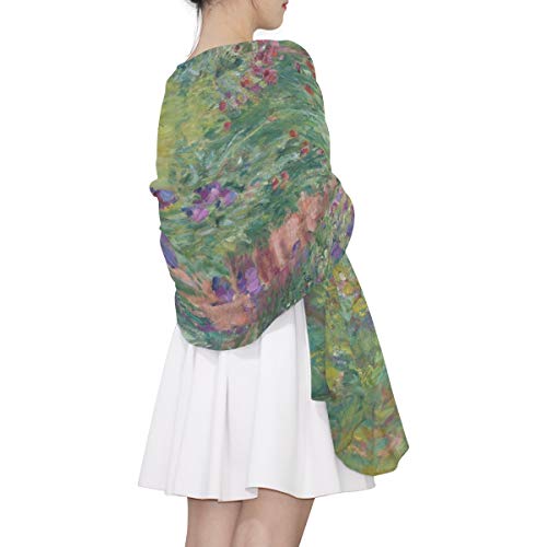 Fashion Scarf for Women Monet's Iris Garden At Giverny Evening Shawl Wrap Scarf for Wedding Party Dress4