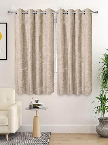 Image of Saral Home Pacman Chenille Blackout Window Curtains 2pc, Beige, 4x5 Ft