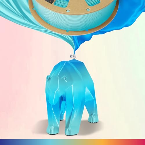 Image of OVERTURE Silk PLA Rainbow Filament 1.75mm, Bi-Color Shiny PLA Finish, Smooth & Glossy, 1kg Spool (2.2lbs), Ideal for Cosplay Jewelry & Home Decor (Silk Glacier Flash)