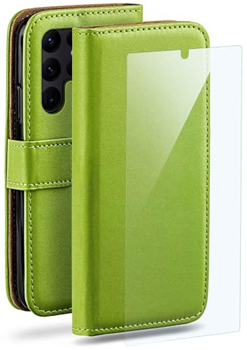 Étui Samsung S22 Ultra moex en similicuir vert élégant avec film