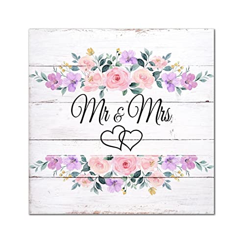 Rompez la monotonie de vos murs blancs grâce au panneau en bois Mr & Mrs fleuri