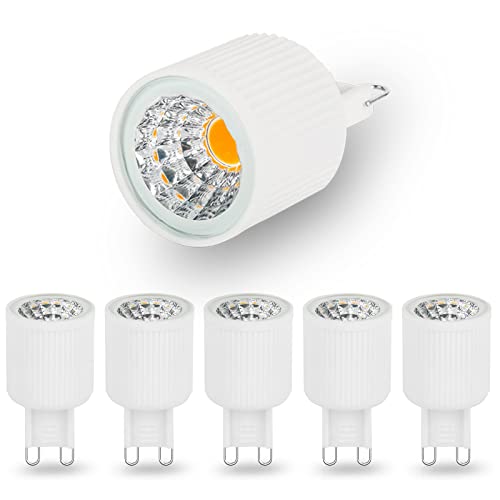 Lot de 5 ampoules LED G9 3 W Blanc remplace une ampoule halogène 30 W 300 lumens Ampoule LED G9 Blanc chaud 2700 K Angle de faisceau 120° Ampoule LED G9 85 Ra Pas de scintillement Non dimmable Cover