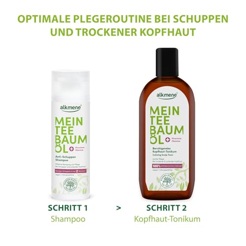 Foto von alkmene Mein Teebaumöl Kopfhaut Tonikum 2x 250 ml Juckreiz Linderung 100% bestätigt - naturreines Teebaumöl, vegan & klimaneutral - beruhigendes Haarwasser bei trockener & juckender Kopfhaut