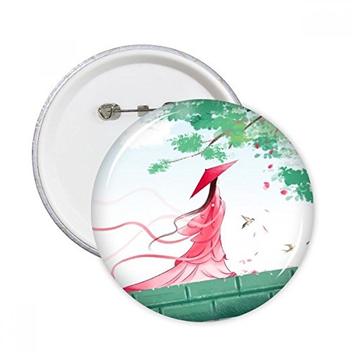 Badge aquarelle ronde style chinois 5pcs XL