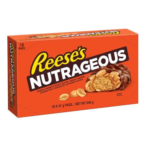 Reese's Nutrageous Bar, Chocolate Flavoured Coating, Pack of 18 x 47 g