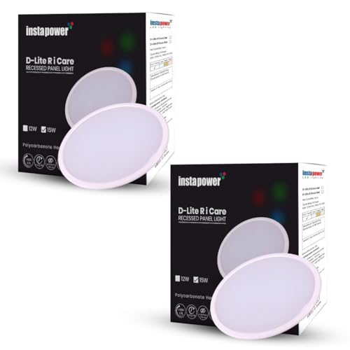 Image of Instapower 15W Downlight | Natural White Round LED Panel Light | Polycarbonate Ultra Slim Recessed Ceiling Fixture LED (2-Year Warranty, Pack of 2)