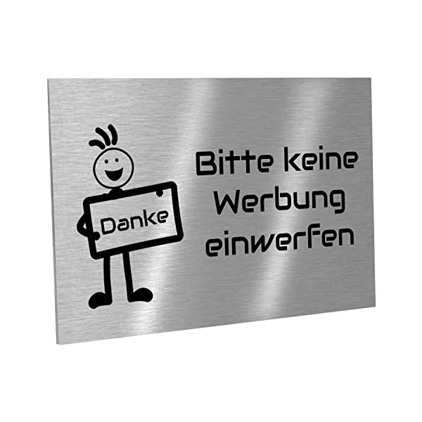 Briefkastenschild Bitte keine Werbung einwerfen aus V2a Edelstahl mit Motiv. Verschiedene Größen – Bild 4