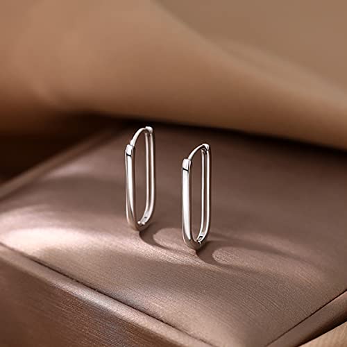 Reffeer 925 Sterling Silver U Hoop Earrings For Women Teen Girls Minimalist Square Hoop Earrings U Huggie Earrings (A-Silver) #TOP5