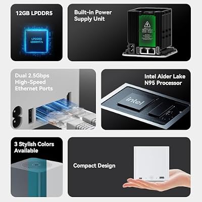 Beelink Mini PC, ME Mini N95, Desktop Computers 12G LPDDR5/1TB PCIe SSD, 6 x M.2 SSD Slots, Dual 2.5G LAN/WiFi6/BT5.2 for Office/HTPC/NAS Storage/Home Theater/Data Center/W11 Home