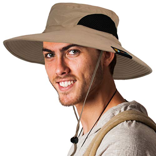 Sun Cube Fishing Hat Sun Hat For Men, Women | Hiking Sun Hat With Wide Brim, Adjustable Chin Strap | Safari Summer Bucket Sun Hat | Outdoor Boonie Cap, Upf 50+ Protection, Packable Mesh (Tan) #TOP25
