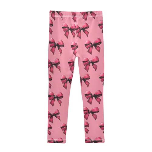 Girls Leggings Pink Bows Print Soft Toddler Leggings for Girls Kids Pants Size 4T-10T2