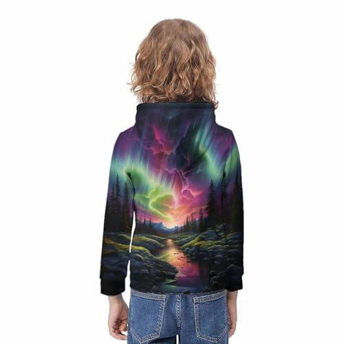 Pull à Capuche Imprimé 3D Aurora Évite le Froid pour Ados 13-15Y - 4