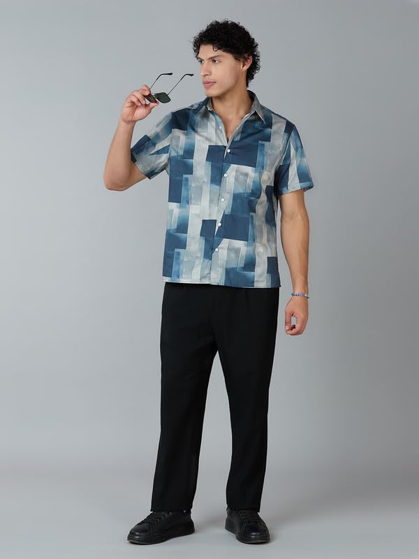 Image of MARK & ALBERT Men's 100% Cotton Printed Half Sleeves Regular Fit Shirt for Men