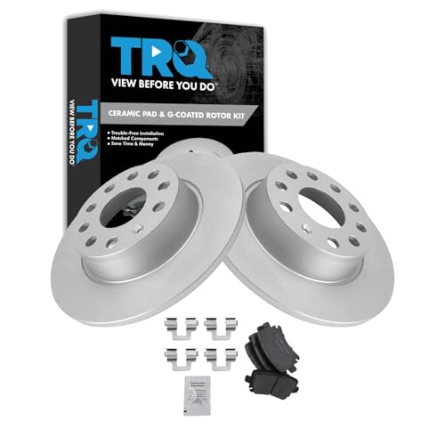 Image of TRQ Rear Brake Pad and Rotor Set Ceramic Coated Rotors Compatible with 2010 Volkswagen Golf 2011 2017 GTI
