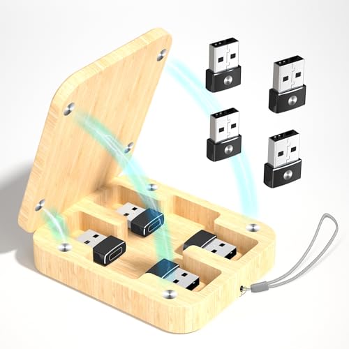 Adaptateur magnétique USB vers USB-C AGVEE avec boîte en bambou noir