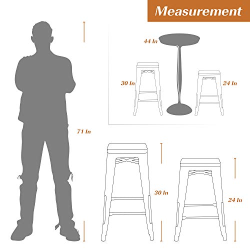Furmax 30 Inches Metal Bar Stools High Backless Stools Indoor Outdoor Stackable Kitchen Stools Set Of 4 (Gun) #TOP5