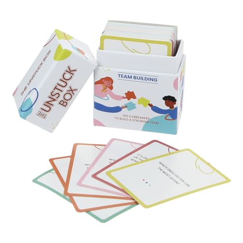 The Unstuck Box Team Building Cards - 100 Ice Breaker Questions for Work Teams Office Conversation Starter Game 8 Categories