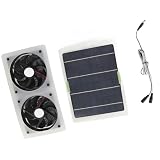 Rengue 100 W Solarpanel-Lüfter-Set, 12 V, Wasserdicht, Doppel-Abluftventilator mit 3000 U/min Hochgeschwindigkeitsmotor für Gewächshaus, Wohnmobil, Zuhause