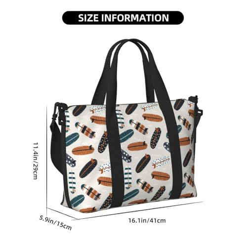 Summer Surf Boards Large Laptop Tote Travel Work Bag For Women Men Gym Beach Bag For Women Crossbody Carry On Shoulder Bag With Compartments Zipper,Overnight Weekender Bags2