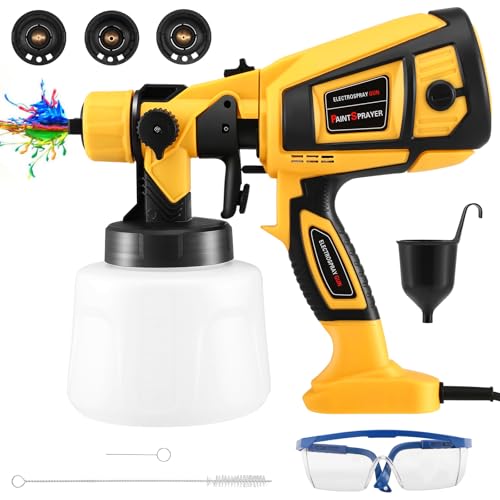 Paint Sprayer, 800W Handheld Paint Spray Gun with 1400ML Container, Fence Paint Sprayer with 4 Nozzles & 3 Patterns, HVLP Electric Spray Gun for Garden Fence, Cabinet, Walls, Furniture, Ceiling, Craft