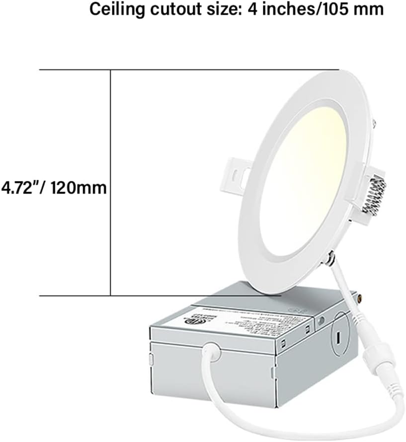 12-Pack LED Ultra-Thin Ceiling Light,Recessed Lighting 4 Inch with Junction Box,5CCT 9W(80W Eqv) 750LM Dimmable LED Downlight