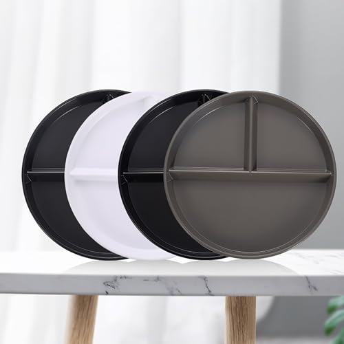 AlwaysU Portion Control Plates 9 Inch (4 Pack) Divided Plate Adults Plastic 3 Compartment Dinner Plate Perfect for Bariatric Diet Weight Loss Healthy Eating Reusable 3 Section Lunch Tray