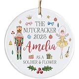 Personalized Nutcracker As A Soldier and Flower Ornament, Nutcracker Personalized Ornaments, Ballerina 2025 Name Cute Girl Ornament, Personalized Christmas Ornaments