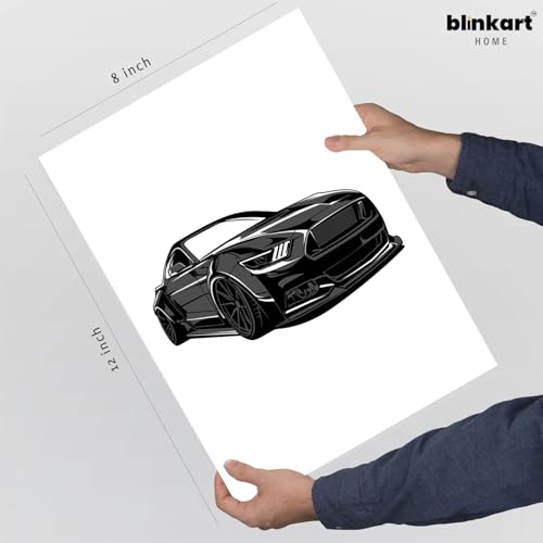 Image of BLINKART Ford Mustang Shelby GT500 CarFramed Posters Gift Items Boys Room Wall Decoration Bedroom Office Studio Synthetic Wood Frame & Acrylic Glass Ready to Hang - 12x8 Inch, (A4 Size) - CAR-002