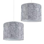 MiniSun | Small Modern Grey Felt Weave Design Drum Light Shades | Pendant Lights, Home Décor & Improvement Essential | Set of 2 | 26cm Shade Width