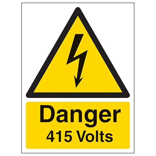 V Safety Danger 415 Volts - Portrait 200 x 300mm - 2mm Rigid Plastic Safety Sign