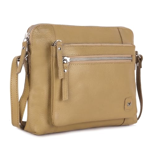 Leather Crossbody Bags for Women Small Soft Genuine Pebbled Sling Shoulder Handbag Crossover Purse with Full Adjustable Strap (Khaki Green Nappa) by Wise Owl Accessories - Used condition - US$35.99