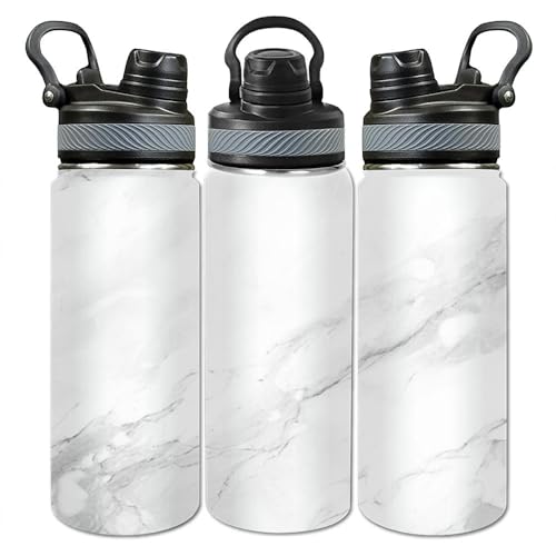 white marble abstract Water Bottle Insulated Stainless Steel Women Men Leakproof 20 Oz