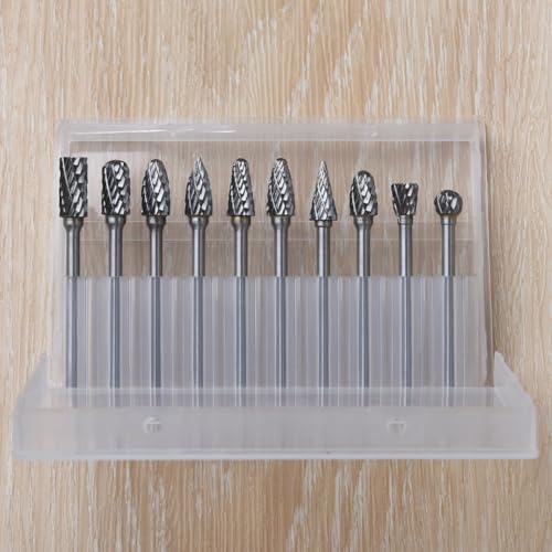 Tungsten Carbide Rotary Burr Set for Dremel, 10PCS Carbide Double Cut Carving Burr Bits with 1/8” Shank Rotary Tool Accessories for Woodworking, Engraving, Drilling, Steel Metal Working - Image 7