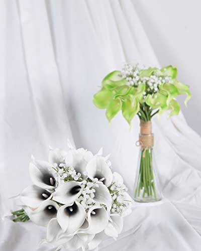 Duhouse 20Pcs Calla Lily Artificial Flowers Real Touch Latex Flowers For Diy Wedding Bouquet Party Home Decor(Black White) #TOP3