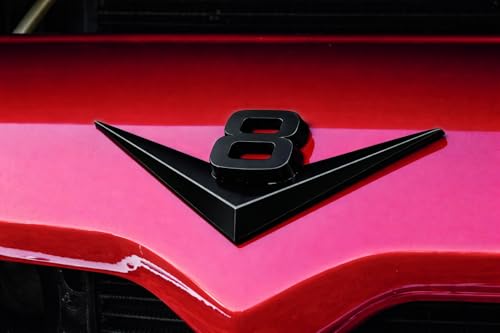 Image of iJDMTOY Vintage Style 3D Matte Black Alloy Metal V8 Emblem Compatible with Grille Hood Trunk Fender Side Door, etc