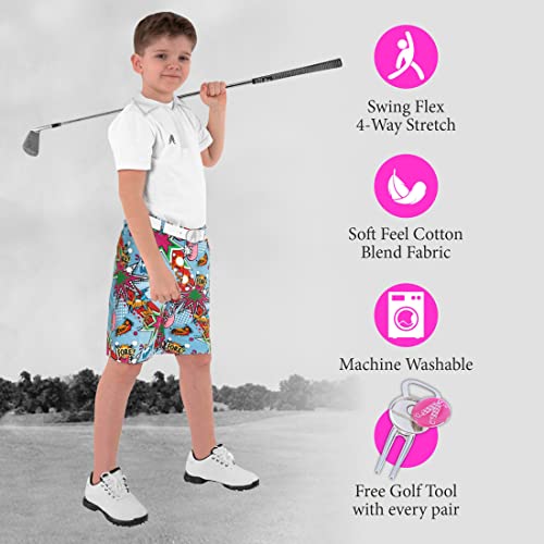 Image of Royal & Awesome Kids Bright Funky and Funny Golf Shorts
