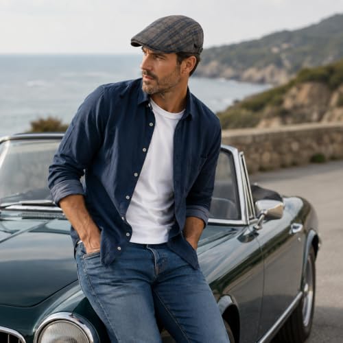Image of 3Pcs Men's Newsboy Caps Cotton Cooling Hat Adjustable Flat Cap for Men
