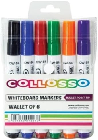 Collosso Bullet Point Whiteboard Marker 6-Piece Set, Assorted