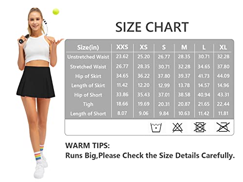 Tennis Skirt for Women with Pockets Athletic Skort Pleated Skirt Workout Running Skirt Golf Skirts for Women Black Mini Skirt