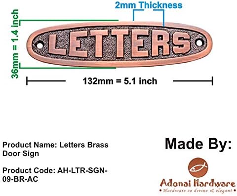 Adonai Hardware Letters Brass Door Sign (Antique Copper)