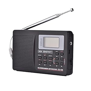 mumisuto Draagbare FM/AM/SW/LW/TV-geluidsontvanger, die radiowekker ontvangt (levering zonder batterijen) (stapwaarde 10 K)